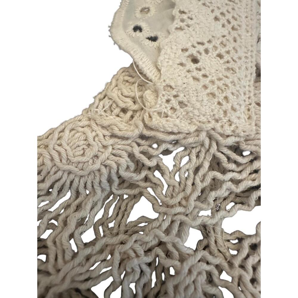 Zara Top Womens Size Medium Cream Crochet Sleeveless Scalloped Hem Ruffled - Picture 9 of 10